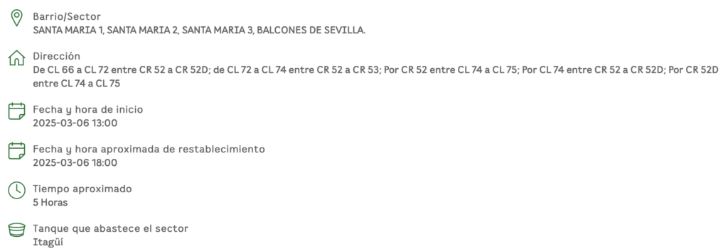 Suspensión del servicio de acueducto