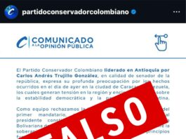 Desmienten supuesto comunicado del Partido Conservador y el senador Trujillo en apoyo a Maduro